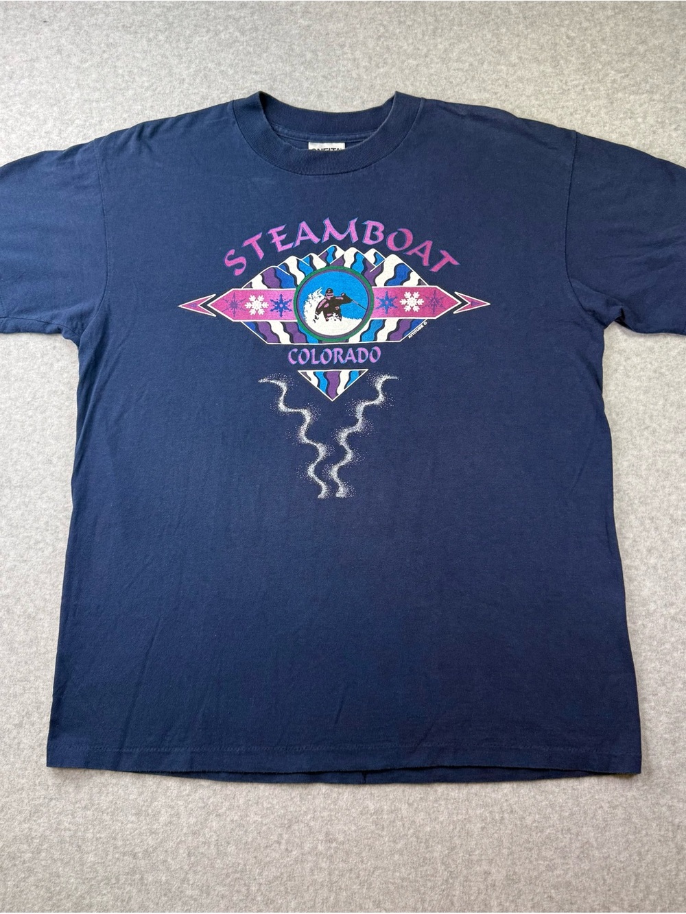 Vintage ONEITA Power-T Steamboat Colorado T-Shirt L 90s Ski Resort Tee